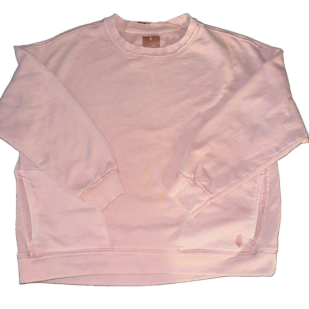 Free People Movement Pullover Pink Rose Wash Relaxed Pockets Sweatshirt